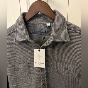 Robert Graham Black and White Striped Shirt Jacket